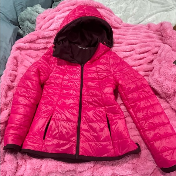 Cole Hahn ZeroGrand Pink Hooded Revers-able Jacket - Picture 1 of 6